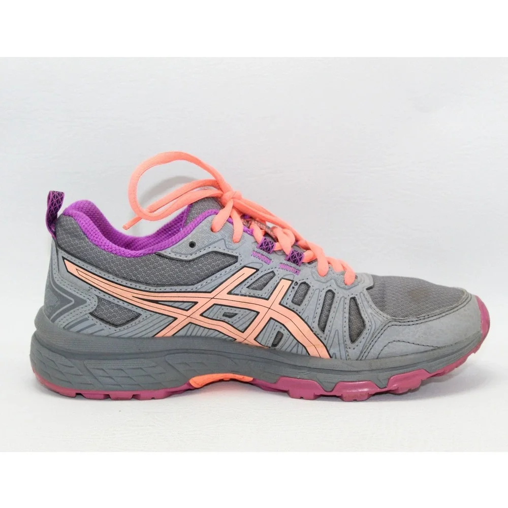 SINGLE SHOE Asics Gel Venture 7 Kids Trail Running Shoe Grey Peach Purple Size 4